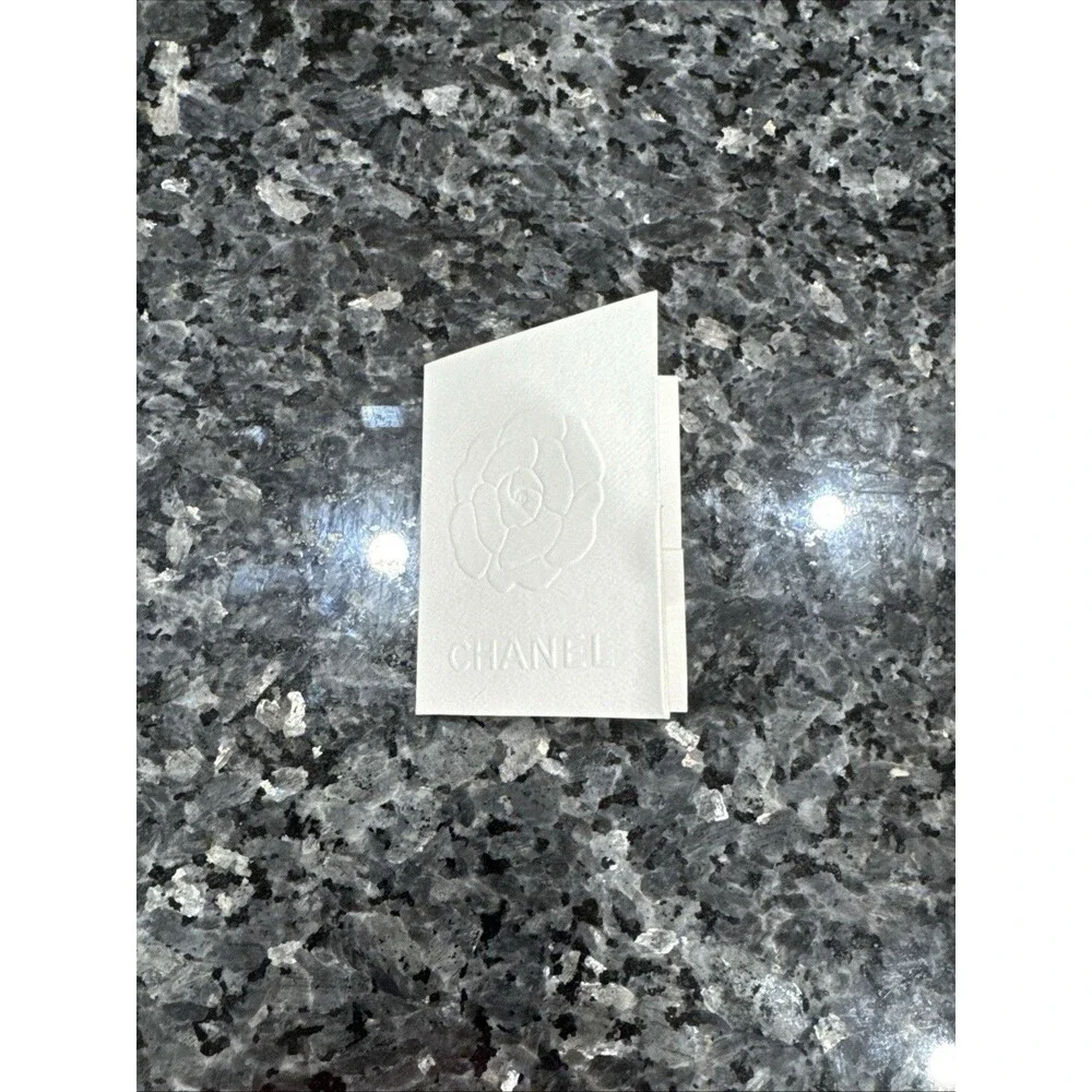 Authentic Chanel White Receipt Holder Emboss Camellia 4” X 3”